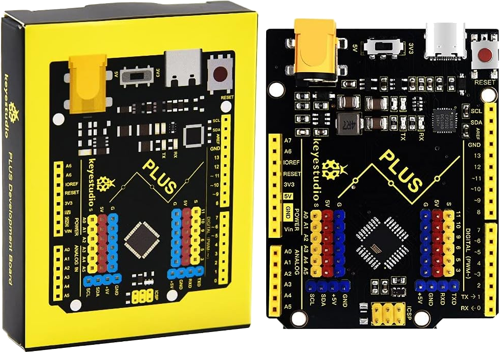 La Keyestudio PLUS KS0486 è una scheda di controllo completamente compatibile con Arduino UNO R3 e con l’ambiente di sviluppo Arduino IDE. Mantiene tutte le funzionalità della UNO originale, introducendo però importanti miglioramenti hardware che la rendono più versatile, robusta e adatta alla didattica e alla prototipazione.